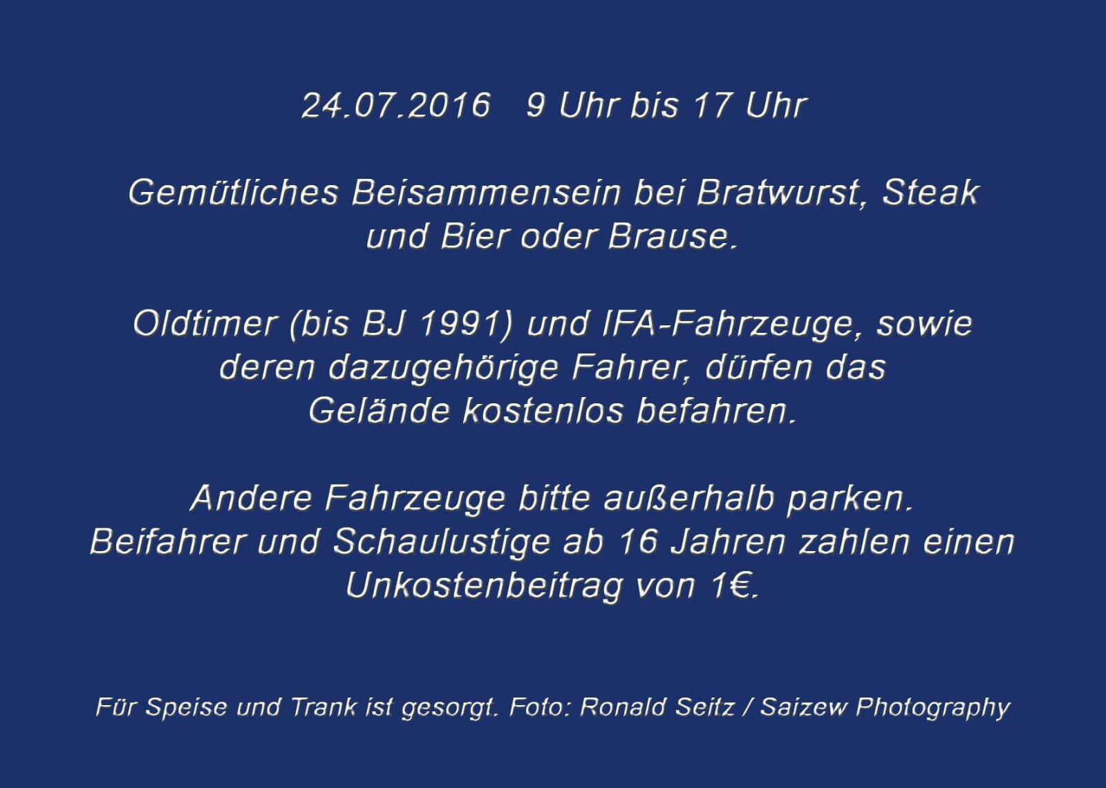 Programm IFA- und Oldtimer-Tagestreffen 24.07.2016 Dresden-Gohlis